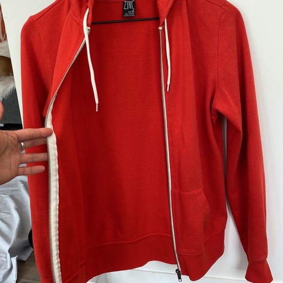 Red Hoodie Hooded Sweatshirt Zip Up - Picture 7 of 9